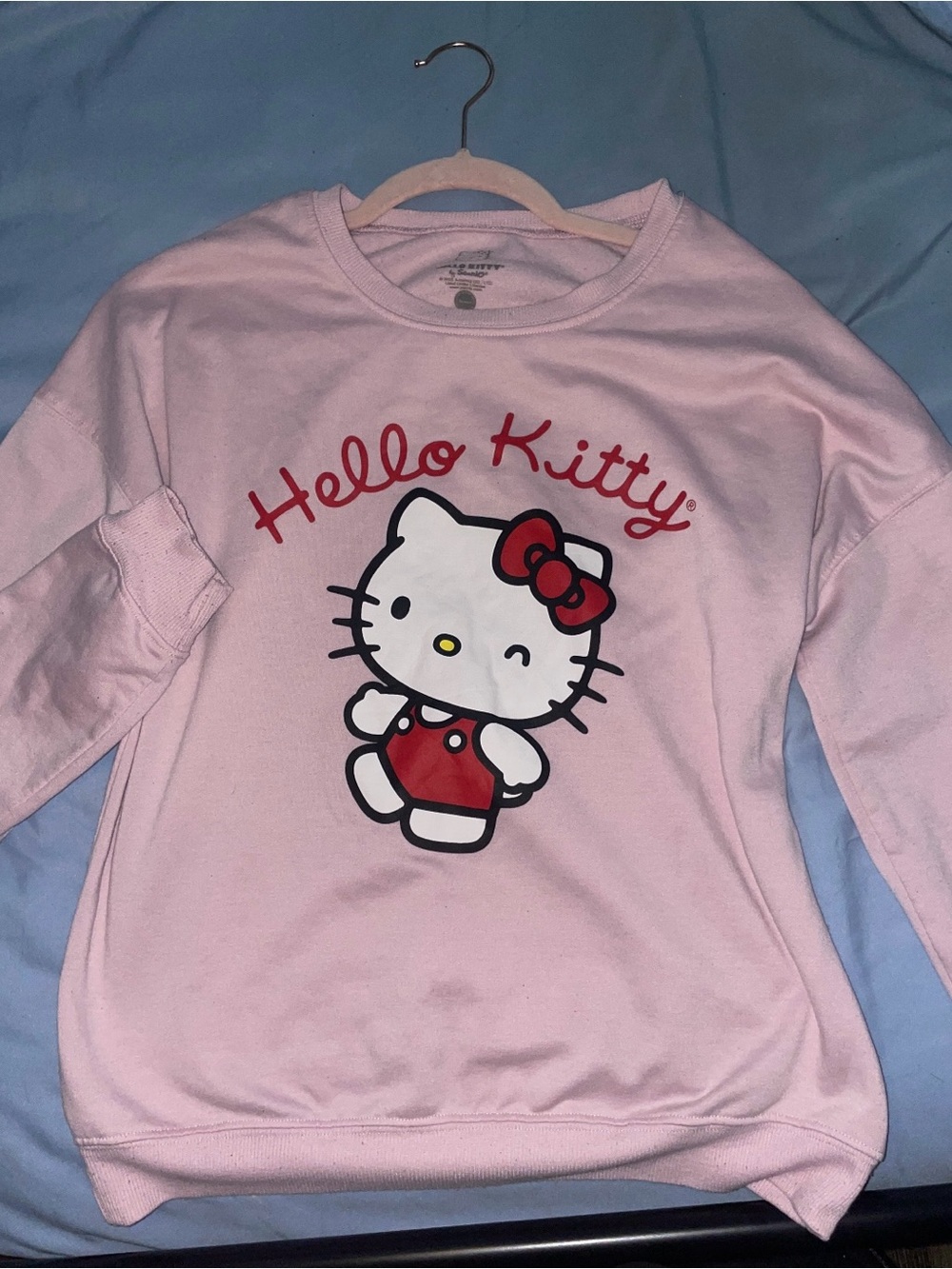 Hello Kitty Light Pink Graphic Sweatshirt with Red Accents